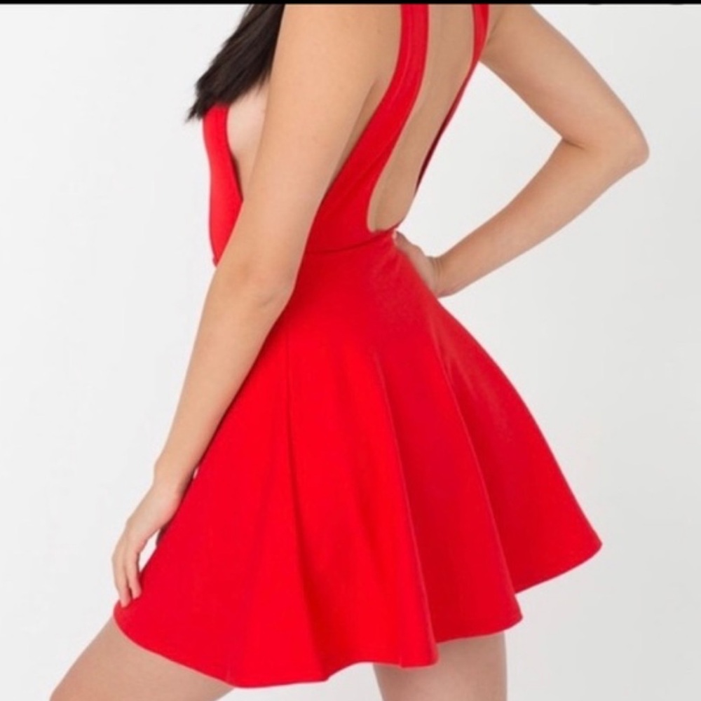 EUC American Apparel red Ponte sleeveless skater dress